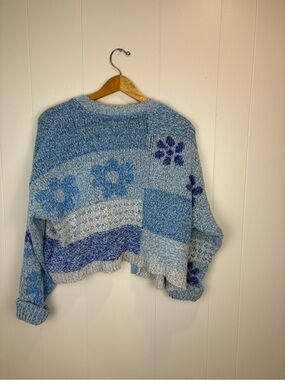 Beautiful Bright Blue Flower Cozy Cardigan